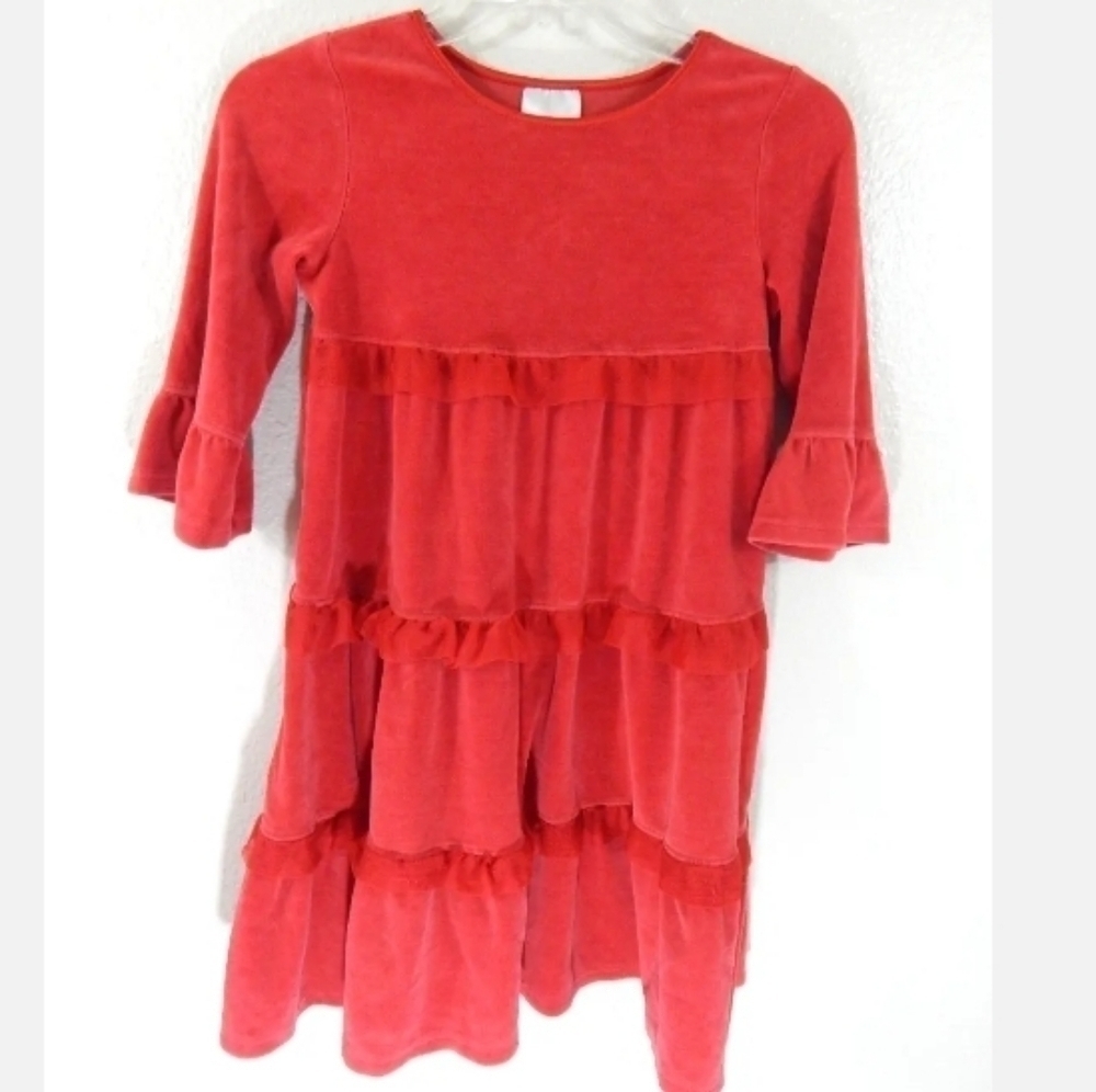 Hanna Andersson Velour Mesh Ruffle Dress